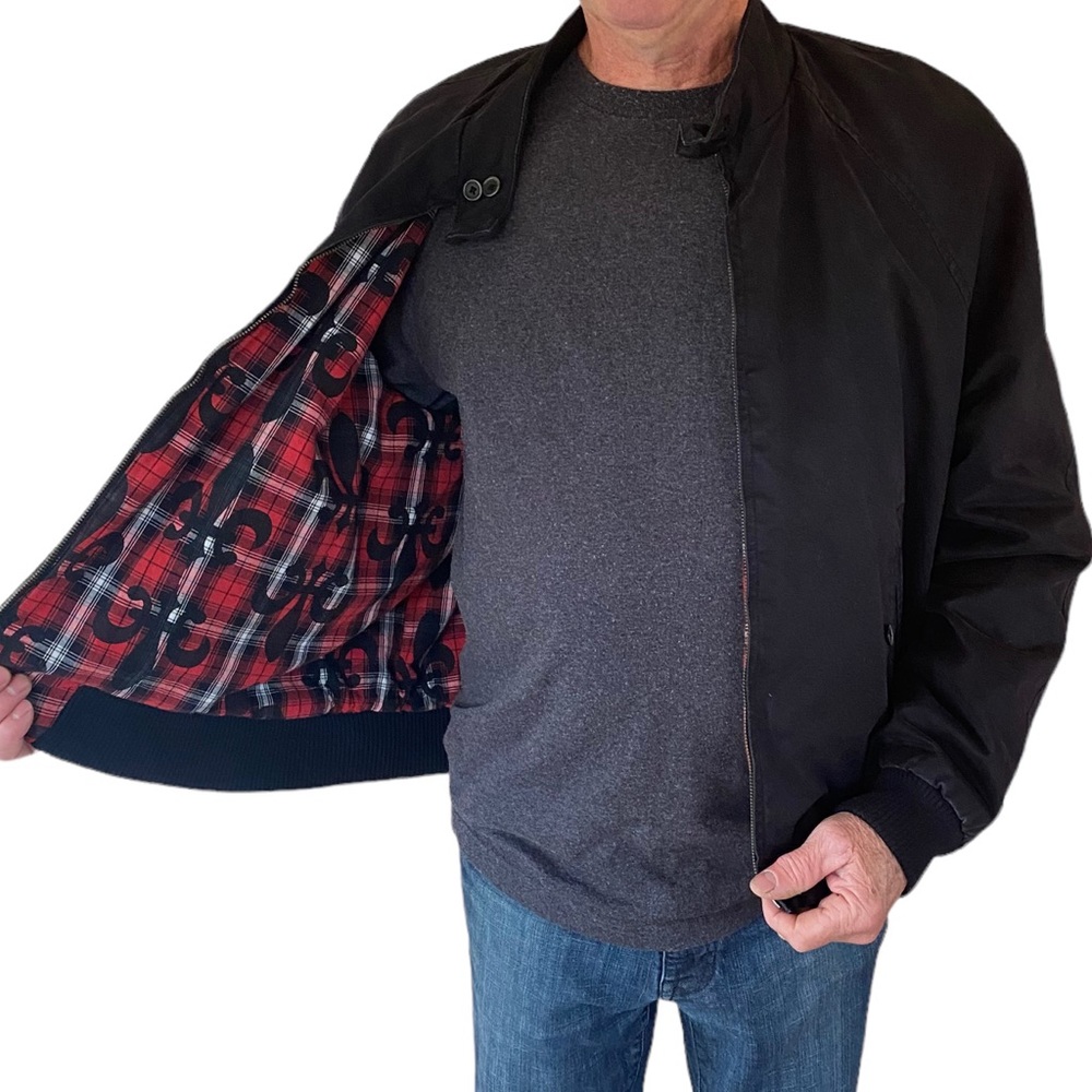 SALE 🌺 Vintage  LUCKY BRAND Black Red Plaid  Lining Zip Bomber Jacket XL